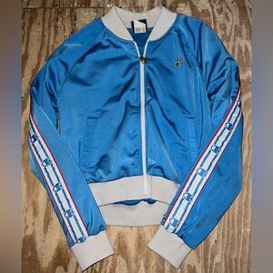 champion red white and blue cropped zip up